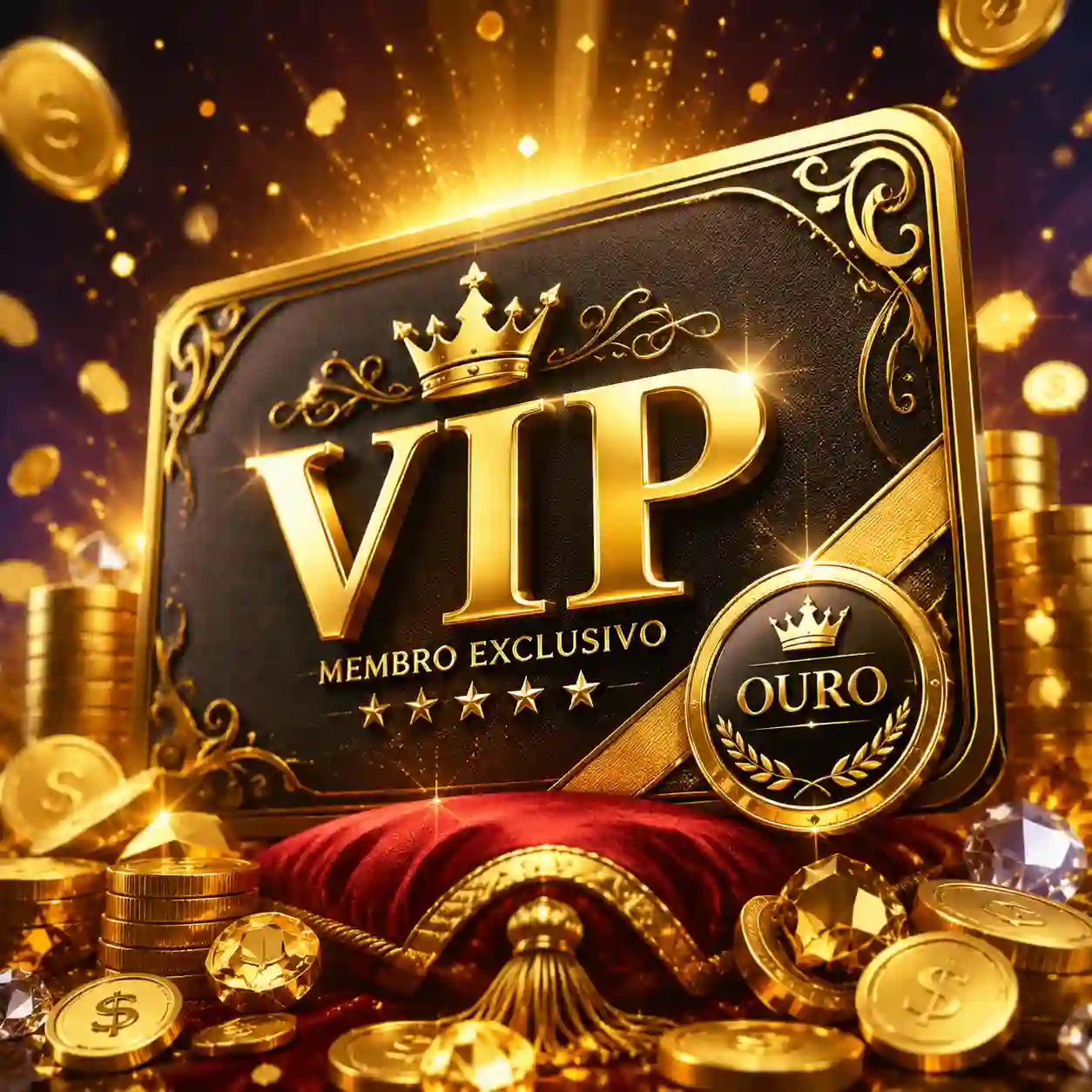 Cartão VIP dourado com privilégios exclusivos